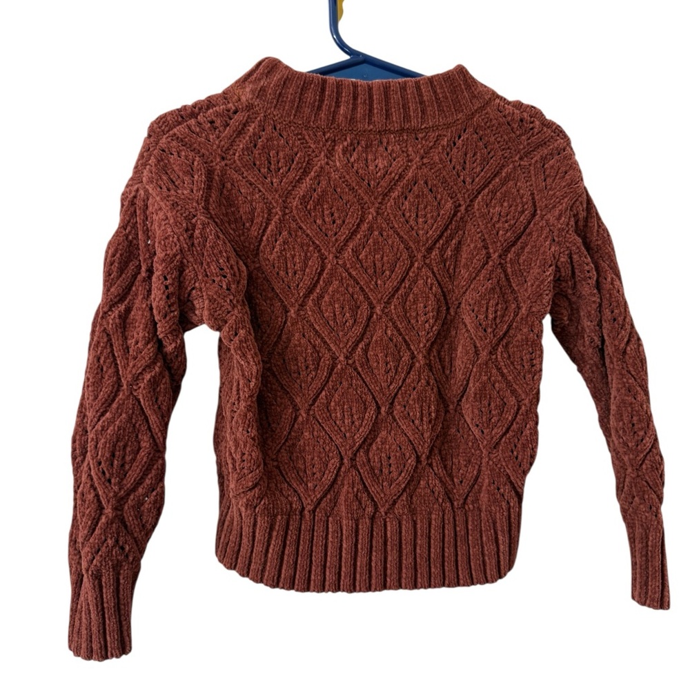Girls 3T Rusted Brown Cable Knit Sweater - Brown